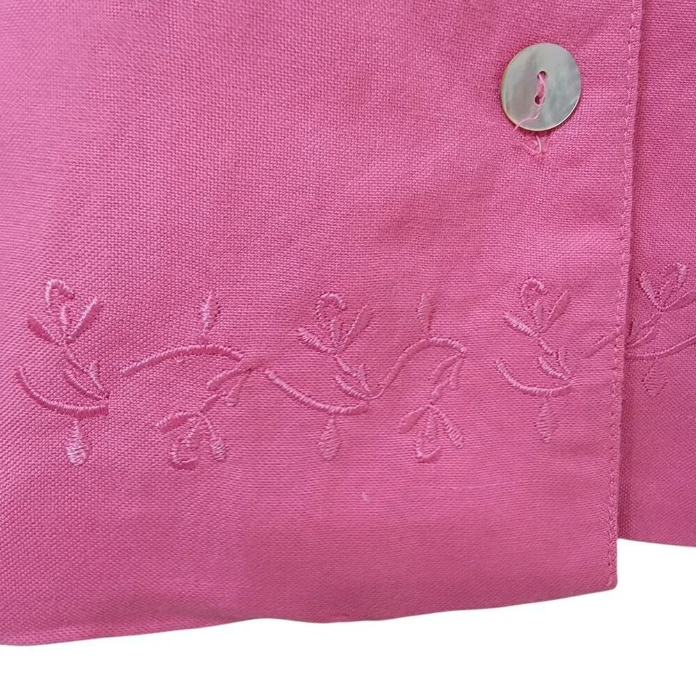 Jennifer Eden Size 10 Bubblegum Pink Sleeveless Embroidered Button Front Blouse